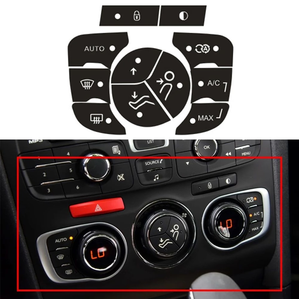 Car AC Button Stickers Repair Decals HighGrade Vinyl HVAC Control Push Button Labels For Interior 4