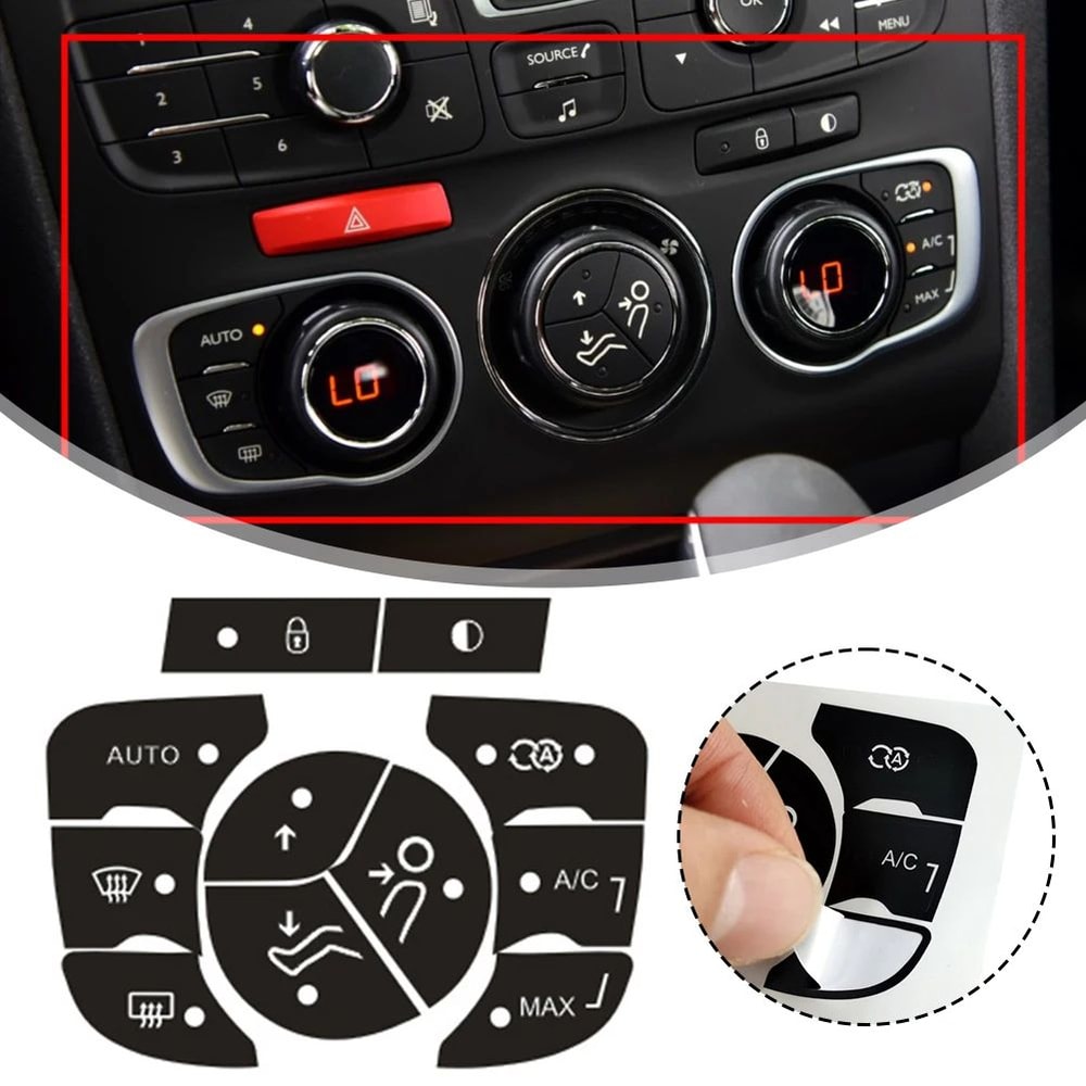 Car AC Button Stickers Repair Decals HighGrade Vinyl HVAC Control Push Button Labels For Interior 6