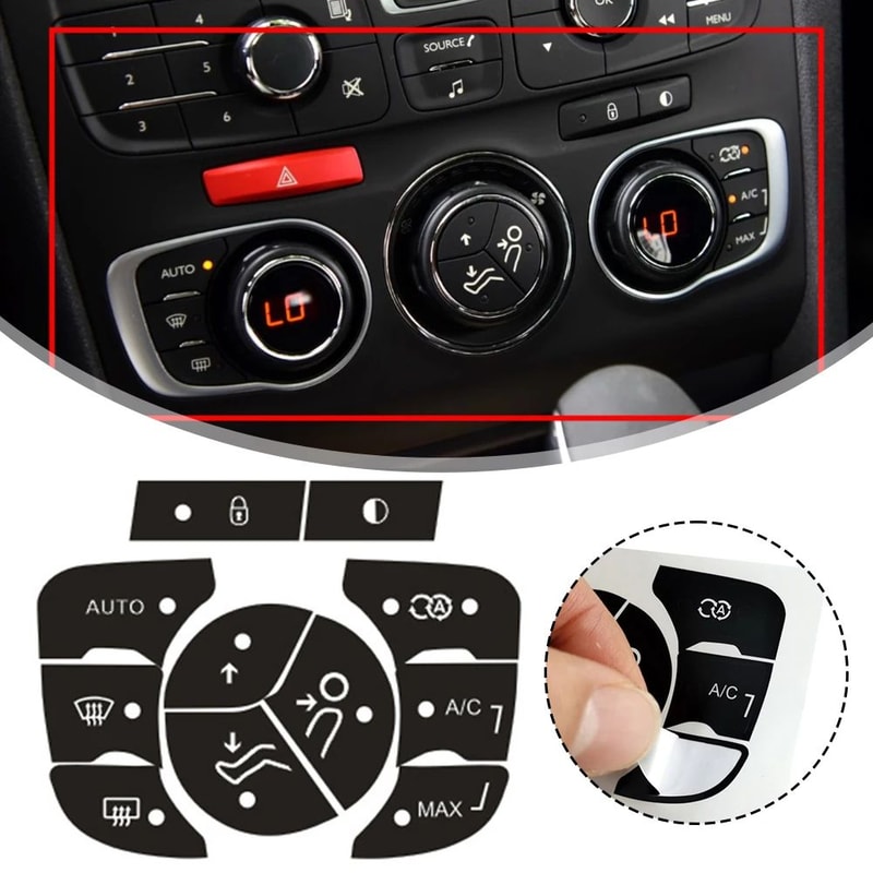 Car AC Button Stickers Repair Decals HighGrade Vinyl HVAC Control Push Button Labels For Interior 6