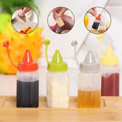 mini sauce squeeze bottles set of 4 | leakproof condiment dispenser for bbq picnic lunch dressing oil vinegar
