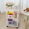 White Rolling Storage Cart 34 Tier Plastic Mobile Organizer Trolley With Wheels Hooks For Bathroo 2