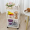 White Rolling Storage Cart 34 Tier Plastic Mobile Organizer Trolley With Wheels Hooks For Bathroo 2