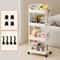 White Rolling Storage Cart 34 Tier Plastic Mobile Organizer Trolley With Wheels Hooks For Bathroo 3