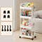 White Rolling Storage Cart 34 Tier Plastic Mobile Organizer Trolley With Wheels Hooks For Bathroo 3