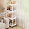 White Rolling Storage Cart 34 Tier Plastic Mobile Organizer Trolley With Wheels Hooks For Bathroo 7