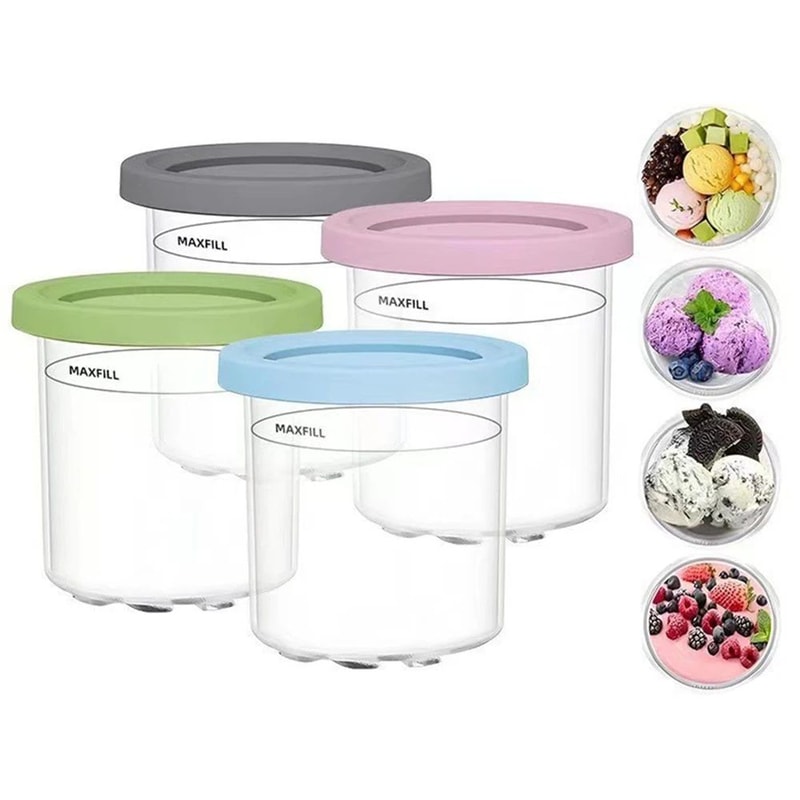 4Pack Creami Pints With Lids Compatible With Ninja Creami Reusable Ice Cream Containers For Smooth 4