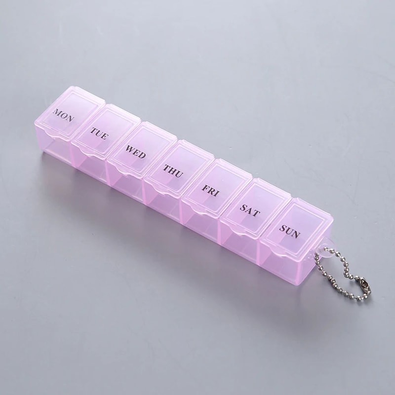 7Day Weekly Pill Organizer Box With Splitters Portable Tablet Medicine Case 3 Colors Daily AM PM St 7