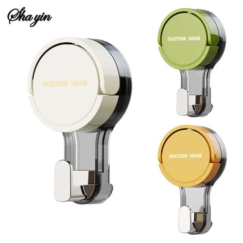 Strong Vacuum Suction Hooks No-Drill Traceless Adhesive Wall Hooks, Heavy Duty Hold for Bathroom Kitchen Door & Toilet