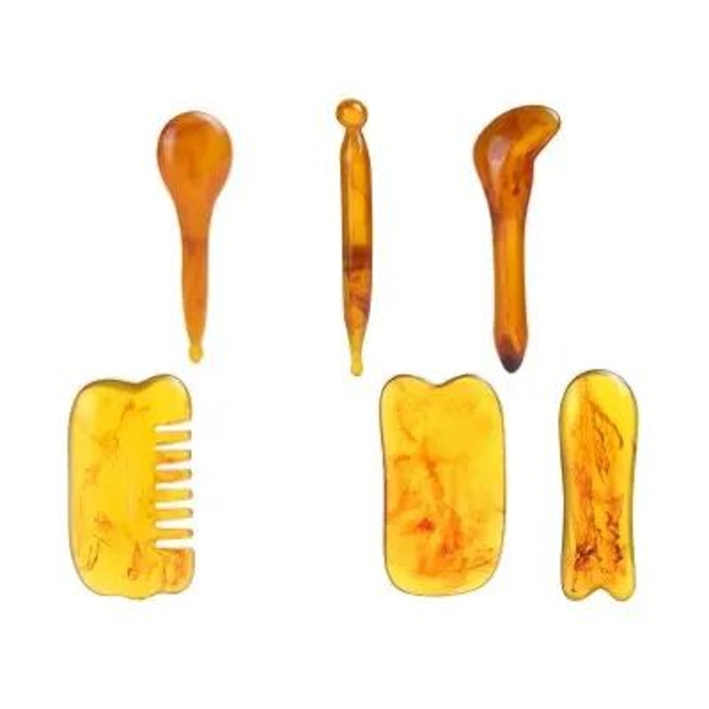 6in1 Resin Gua Sha Massage Tool Kit For Face Body Facial Scraping Board For Neck Arms Legs Back Ey 6