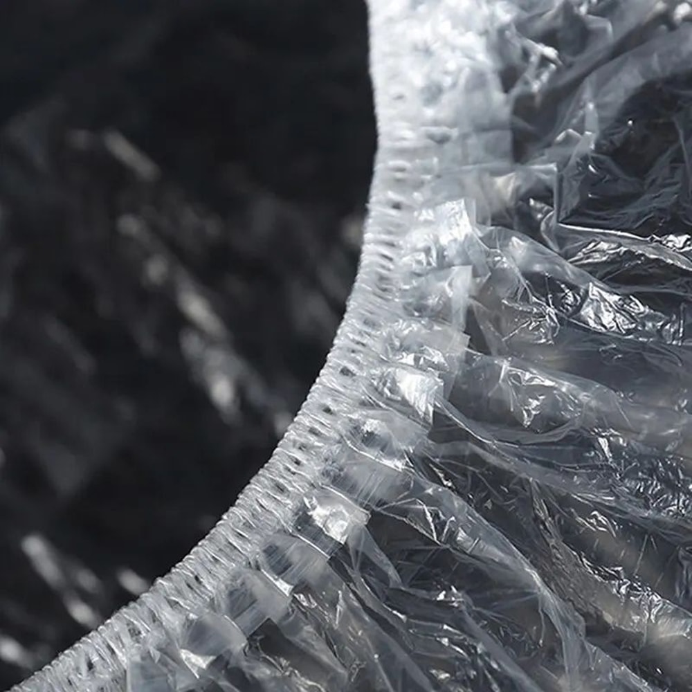 100 Pcs Disposable Shower Caps 165in Thickened Plastic Hair Cover With Elastic Band Waterproof Bath 2