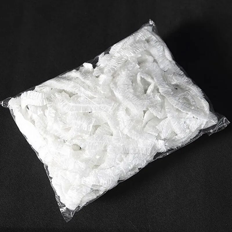 100 Pcs Disposable Shower Caps 165in Thickened Plastic Hair Cover With Elastic Band Waterproof Bath 5