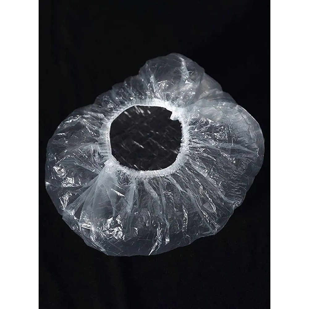 100 Pcs Disposable Shower Caps 165in Thickened Plastic Hair Cover With Elastic Band Waterproof Bath 6