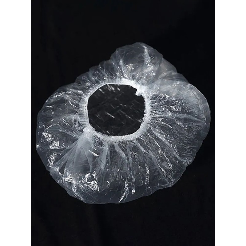 100 Pcs Disposable Shower Caps 165in Thickened Plastic Hair Cover With Elastic Band Waterproof Bath 6