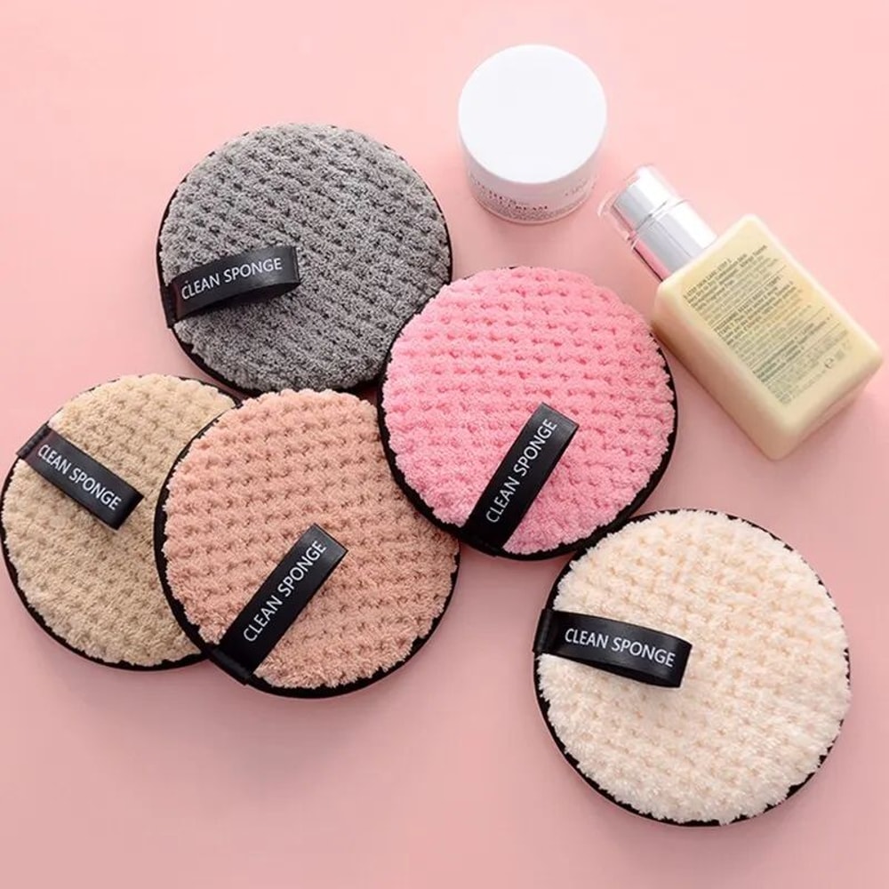 4 Pcs Reusable Microfiber Makeup Remover Pads Washable Facial Cleansing Sponges With Travel Pouch F 1