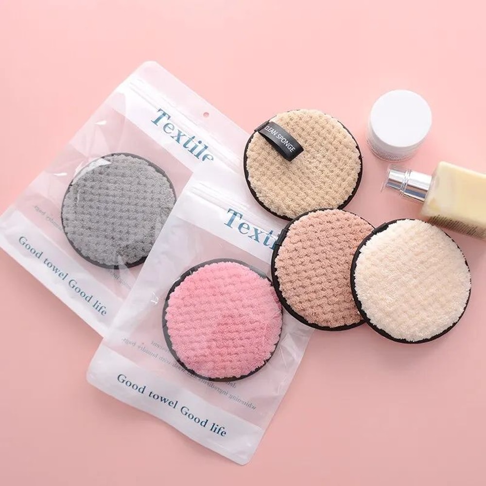 4 Pcs Reusable Microfiber Makeup Remover Pads Washable Facial Cleansing Sponges With Travel Pouch F 3