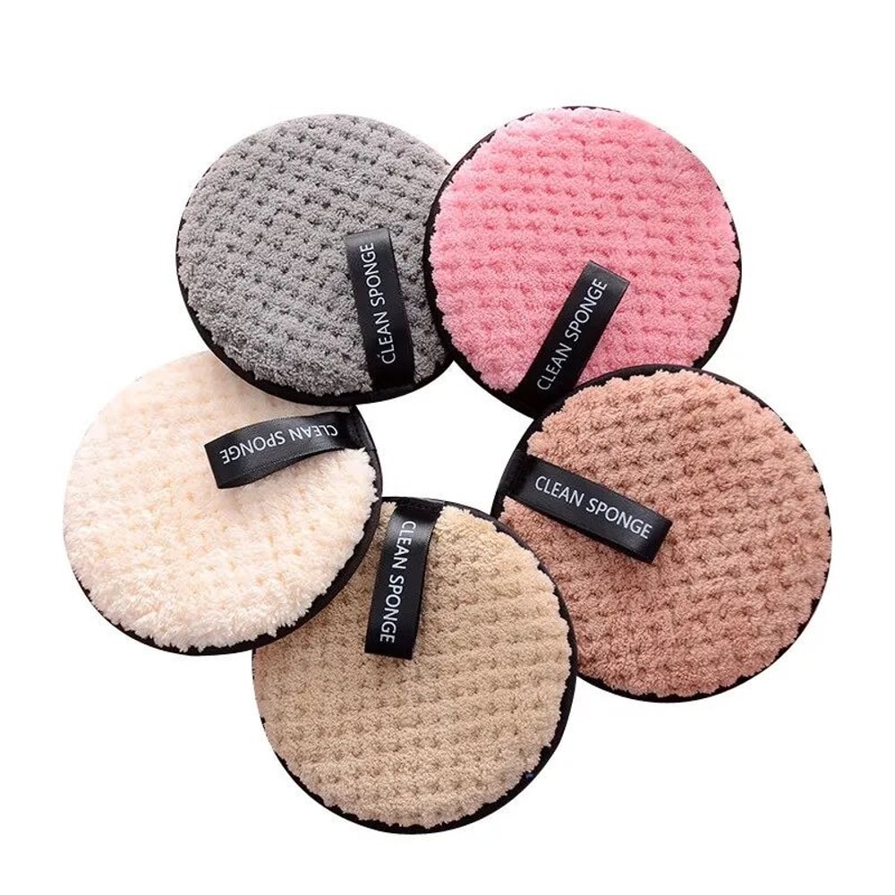 4 Pcs Reusable Microfiber Makeup Remover Pads Washable Facial Cleansing Sponges With Travel Pouch F 5