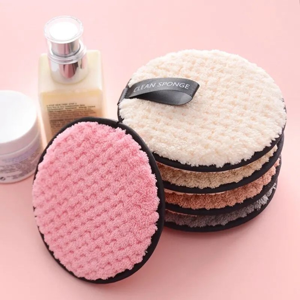 4 Pcs Reusable Microfiber Makeup Remover Pads Washable Facial Cleansing Sponges With Travel Pouch F 6