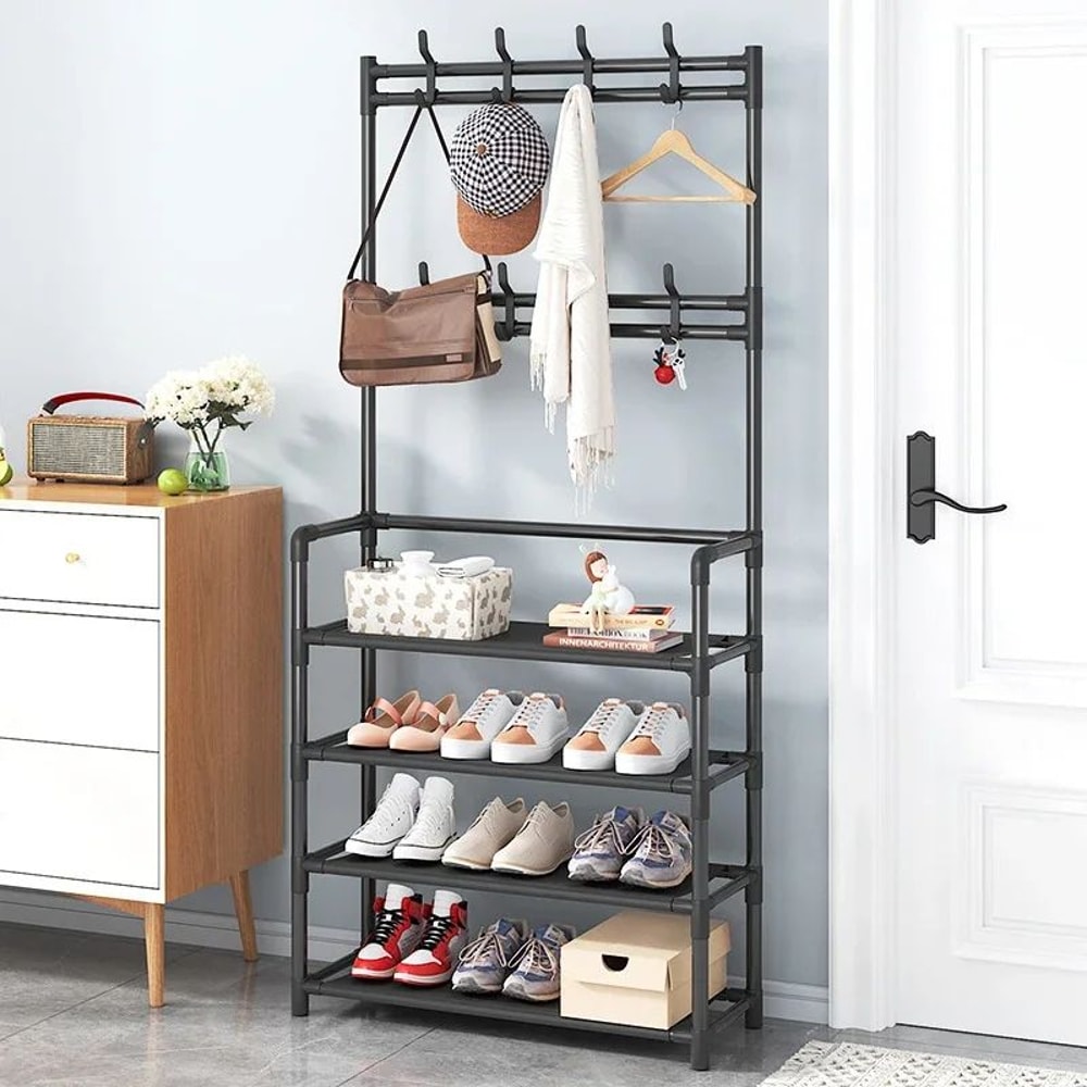 45 Tier Multifunctional Plastic Storage Rack Organizer Floor Standing Shoe Clothes Shelf Easy Asse 5