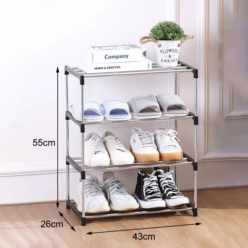 34 Tier Space Saving Shoe Rack Organizer MultiLayer Plastic Storage Shelf With Metal Pipes For Home 8