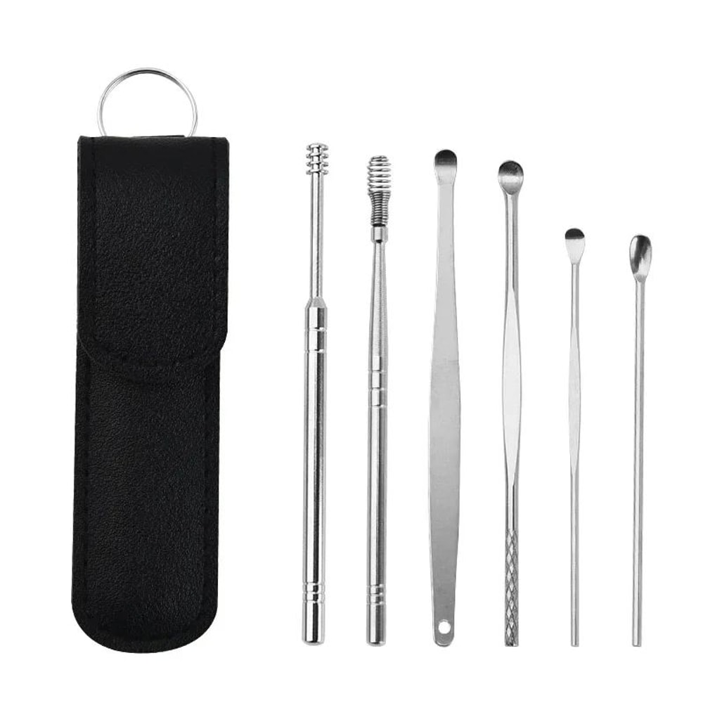 6 Pcs Stainless Steel Ear Wax Removal Kit Ear Cleaner Curette Spoon Earpick Tools For Safe Ear Clea 0