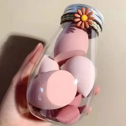 dry & wet dual-use makeup sponge beauty blender, teardrop diagonal cut powder puff with individual packaging, no powder