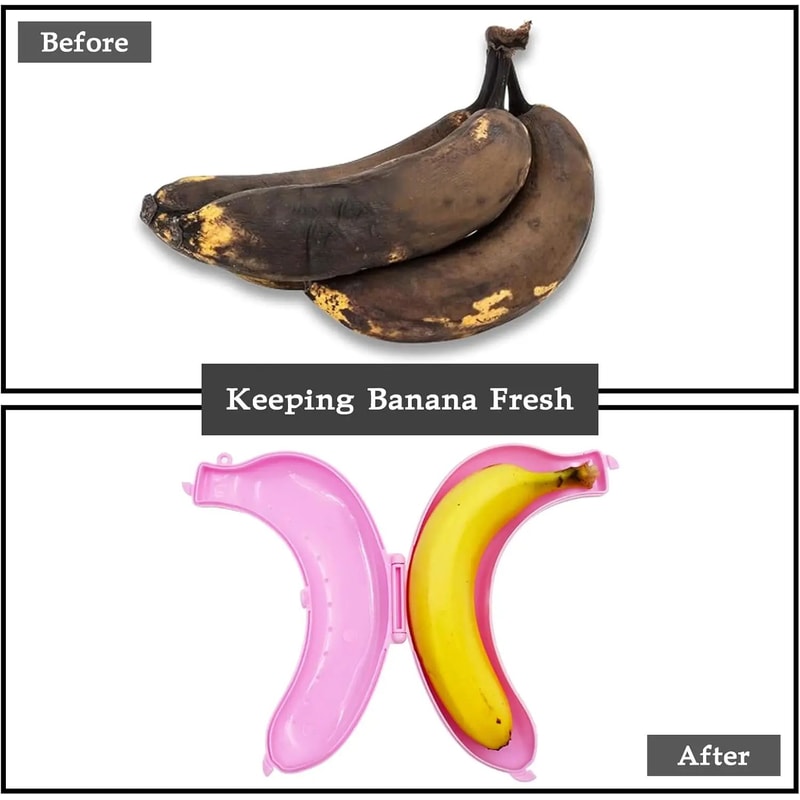 Banana Case Protector Box Hard Shell Banana Holder For Travel Lunch Bags Plastic Storage Container 2