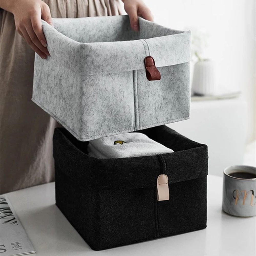 Felt Storage Basket Organizer Bin For Clothes Laundry Toy Sundries Box For Bathroom Office Dorm Un 0