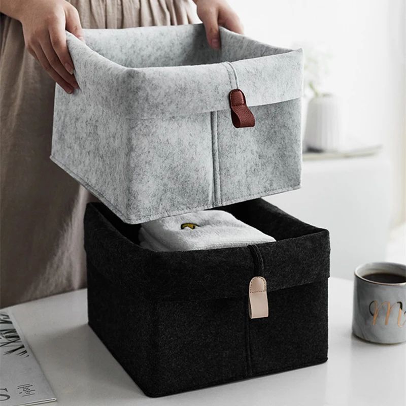 Felt Storage Basket Organizer Bin For Clothes Laundry Toy Sundries Box For Bathroom Office Dorm Un 0