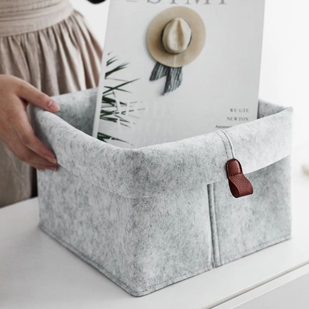Felt Storage Basket Organizer Bin For Clothes Laundry Toy Sundries Box For Bathroom Office Dorm Un 1