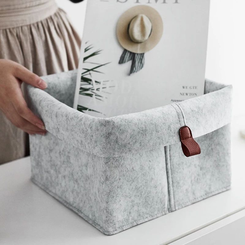 Felt Storage Basket Organizer Bin For Clothes Laundry Toy Sundries Box For Bathroom Office Dorm Un 7