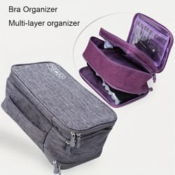 travel bra & underwear organizer bag, large capacity washable lingerie storage case with compartments for toiletries