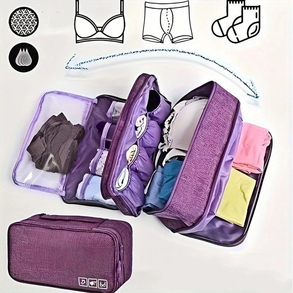 Travel Bra Underwear Organizer Bag Large Capacity Washable Lingerie Storage Case With Compartments 3