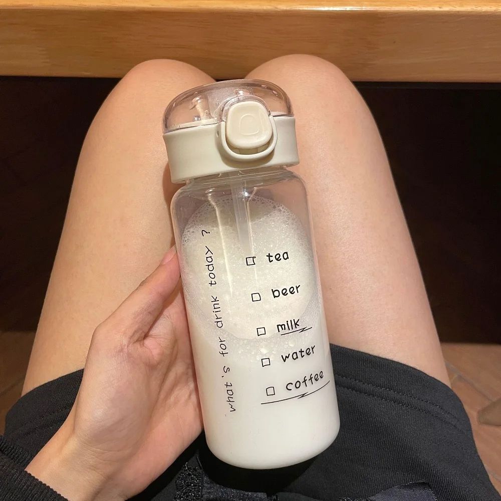 Transparent PC Plastic Sports Water Bottle With PopUp Bounce Straw Leakproof OneClick Lid DropResis 7