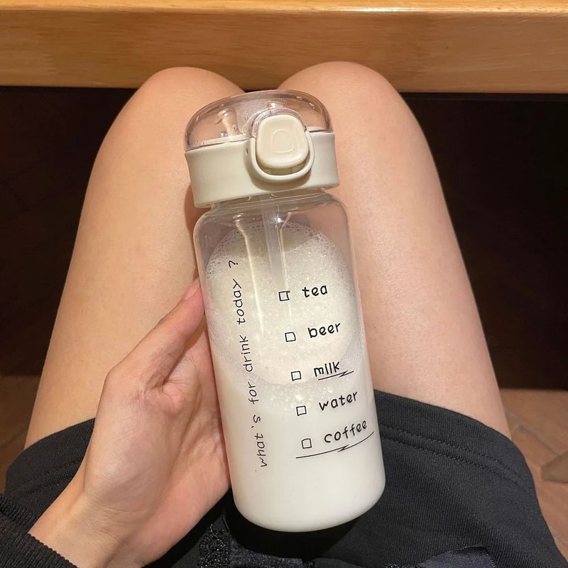 Transparent PC Plastic Sports Water Bottle With PopUp Bounce Straw Leakproof OneClick Lid DropResis 7