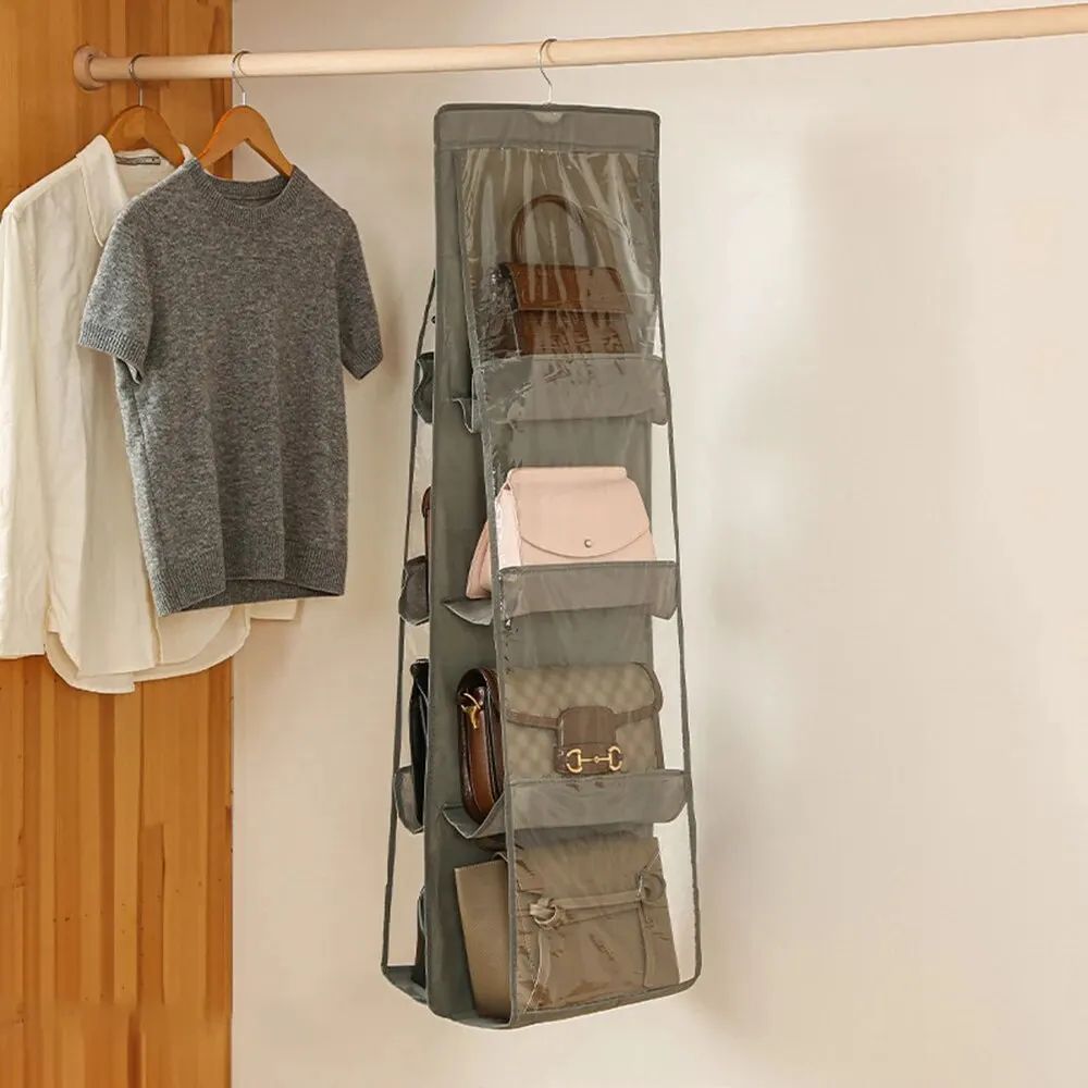 DoubleSided Hanging Handbag Organizer MultiLayer NonWoven Dustproof Wardrobe Storage Bag For Purses 3