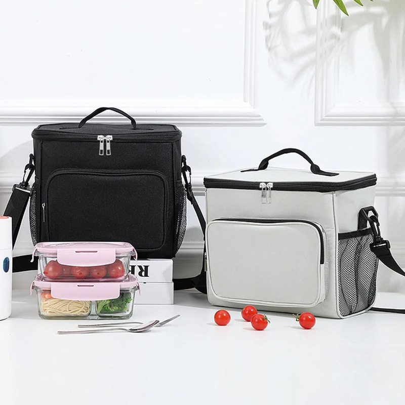 Large Capacity Insulated Lunch Bag With Crossbody Strap Oxford Cooler Tote For Picnic Outdoor Ice 0