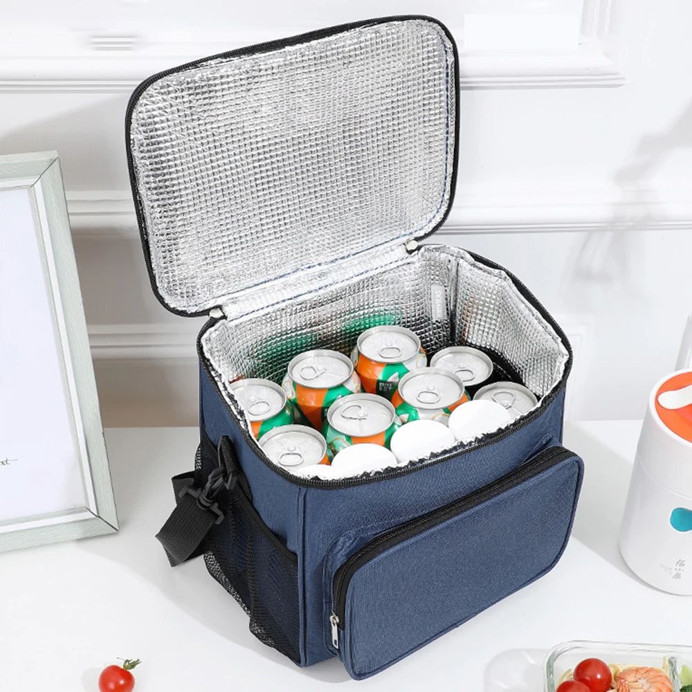 Large Capacity Insulated Lunch Bag With Crossbody Strap Oxford Cooler Tote For Picnic Outdoor Ice 5