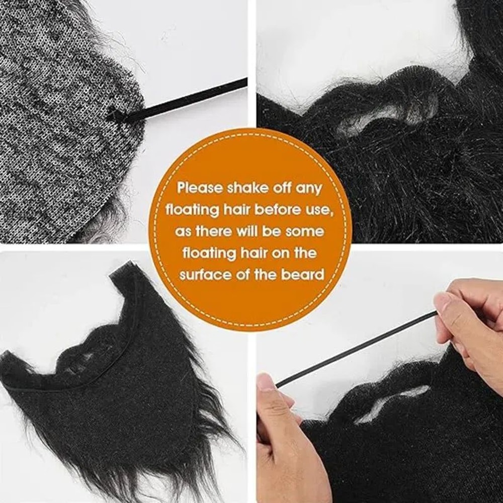 Funny Fake Beard Long Hair Wig Set Santa Claus White Beard Black Big Beard Costume For Halloween 3