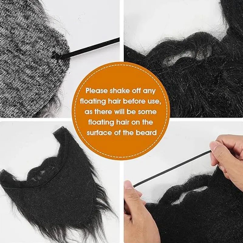 Funny Fake Beard Long Hair Wig Set Santa Claus White Beard Black Big Beard Costume For Halloween 3