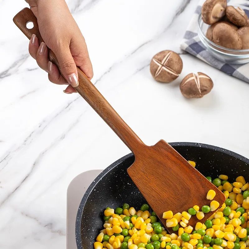 Wooden Spatula For NonStick Pans HeatResistant AntiScald Cooking Utensil For Home Kitchen Stirring 0