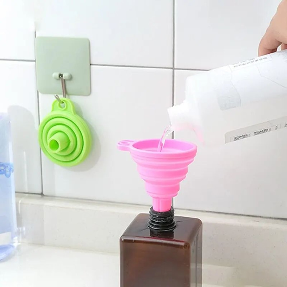 Household Telescopic Mini Folding Funnel For Kitchen Packaging High Temperature Resistant Silicone 3