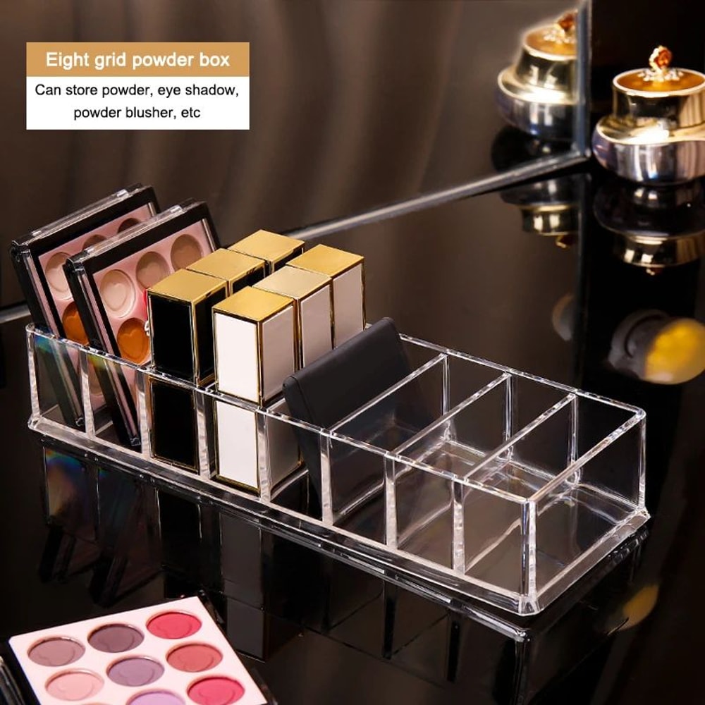 8Cell Cosmetic Storage Box Organizer Lipstick Rack Nail Polish Display Stand With Powder Storage 0