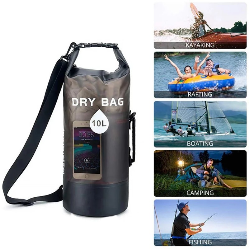 Waterproof PVC Dry Bag Backpack With Drawstring Beach Swimming Sack For Travel Camping Hiking Surf 0