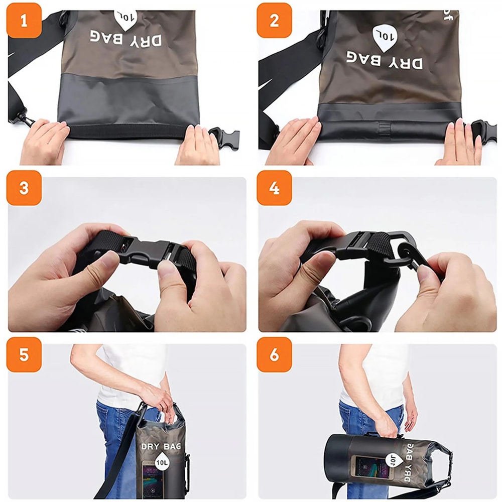 Waterproof PVC Dry Bag Backpack With Drawstring Beach Swimming Sack For Travel Camping Hiking Surf 5