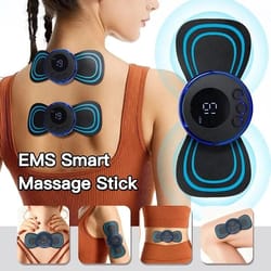mini cervical pulse massager patch with digital display | electronic neck & back muscle pain relief adjustable therapy