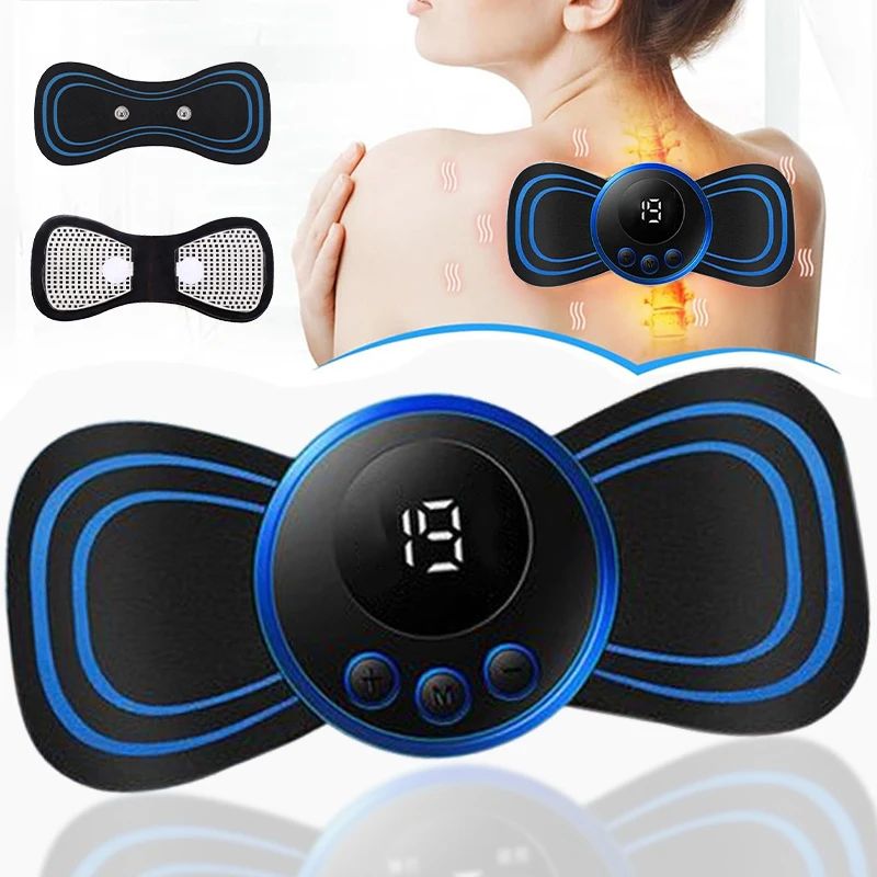 Mini Cervical Pulse Massager Patch With Digital Display Electronic Neck Back Muscle Pain Relief A 4