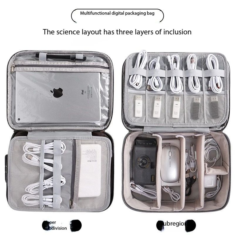 AntiTheft Locking Tech Organizer Bag With 3Digit Password Waterproof Oxford Case For IPad Cables U 1
