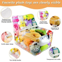 kids 2-in-1 storage stool chair with transparent toy organizer bag | thickened pvc creative storage box seat