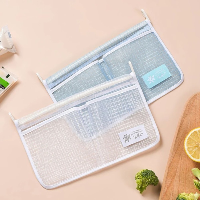 Dual Compartment Fridge Hanging Organizer Mesh Storage Bag Space Saving Fruit Snack Bin With Clea 6
