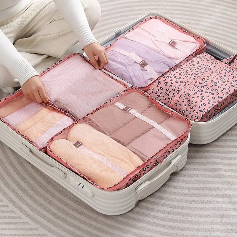 6Piece Travel Storage Bag Set For Suitcases Clothing Organizer Packing Cubes With Mesh Waterproof 0
